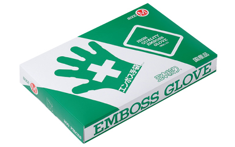 エンボス手袋 五本絞り 化粧箱 | 東京パック株式会社 使い捨てポリエチレン製手袋製造・販売の国産メーカー